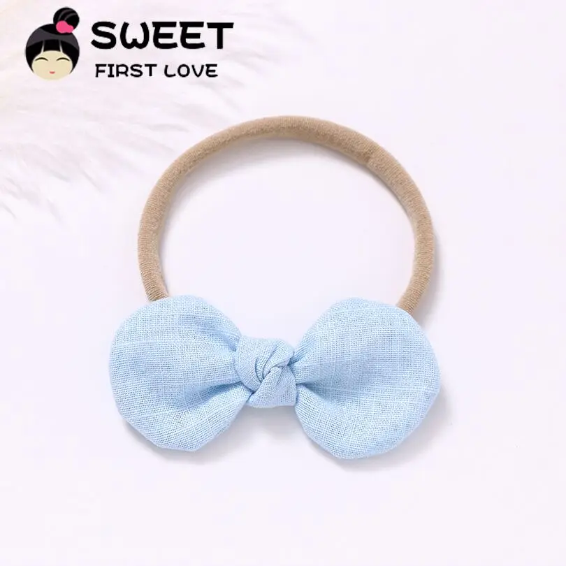 Милые нейлоновые повязки на голову с бантом для детей мягкие заколки волос из
