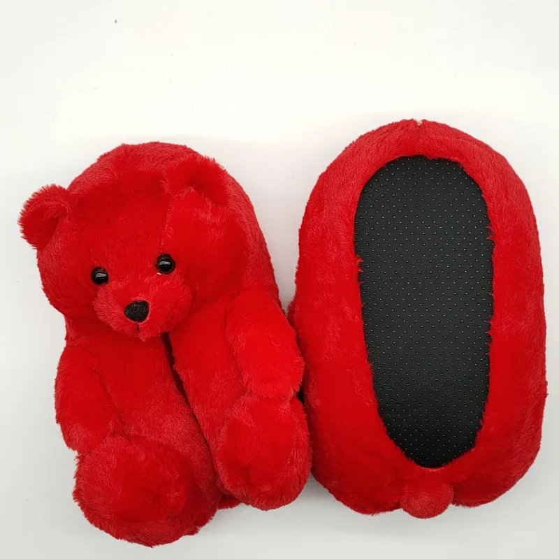 

Teddy Bear women christmas plush slippers Cartoon Cute Bear House Slipper Furry Faux Fur Slides Woman Furry Flip Flop Shoes