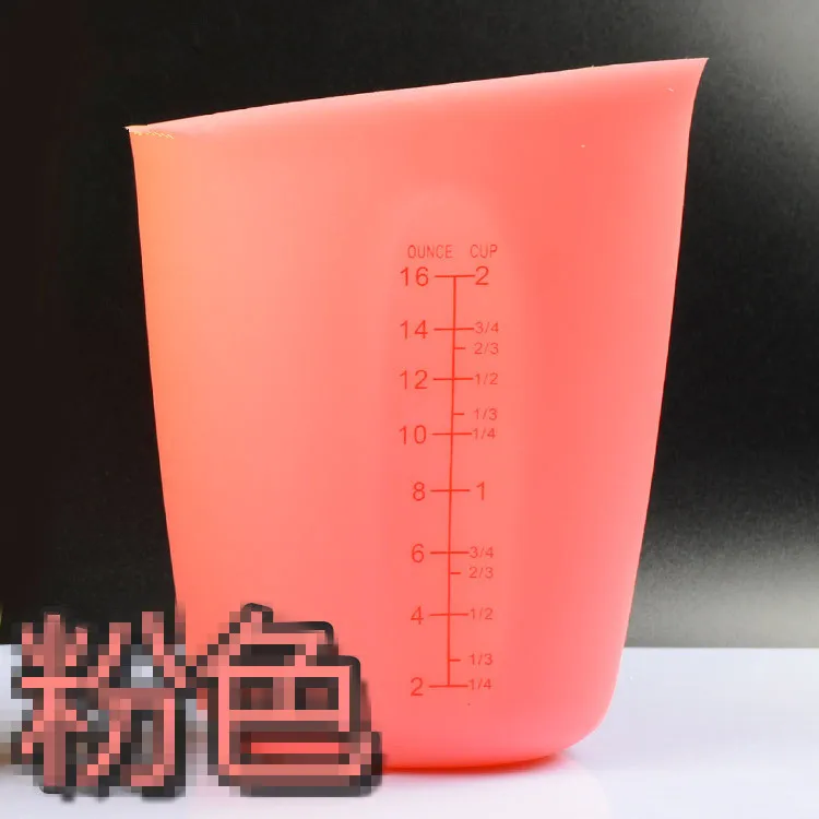 Pink 250 мл силиконовый мерный стакан для еды Градуированный стакан для приготовления выпечки Кухонные измерительные инструменты - Цвет: Pink