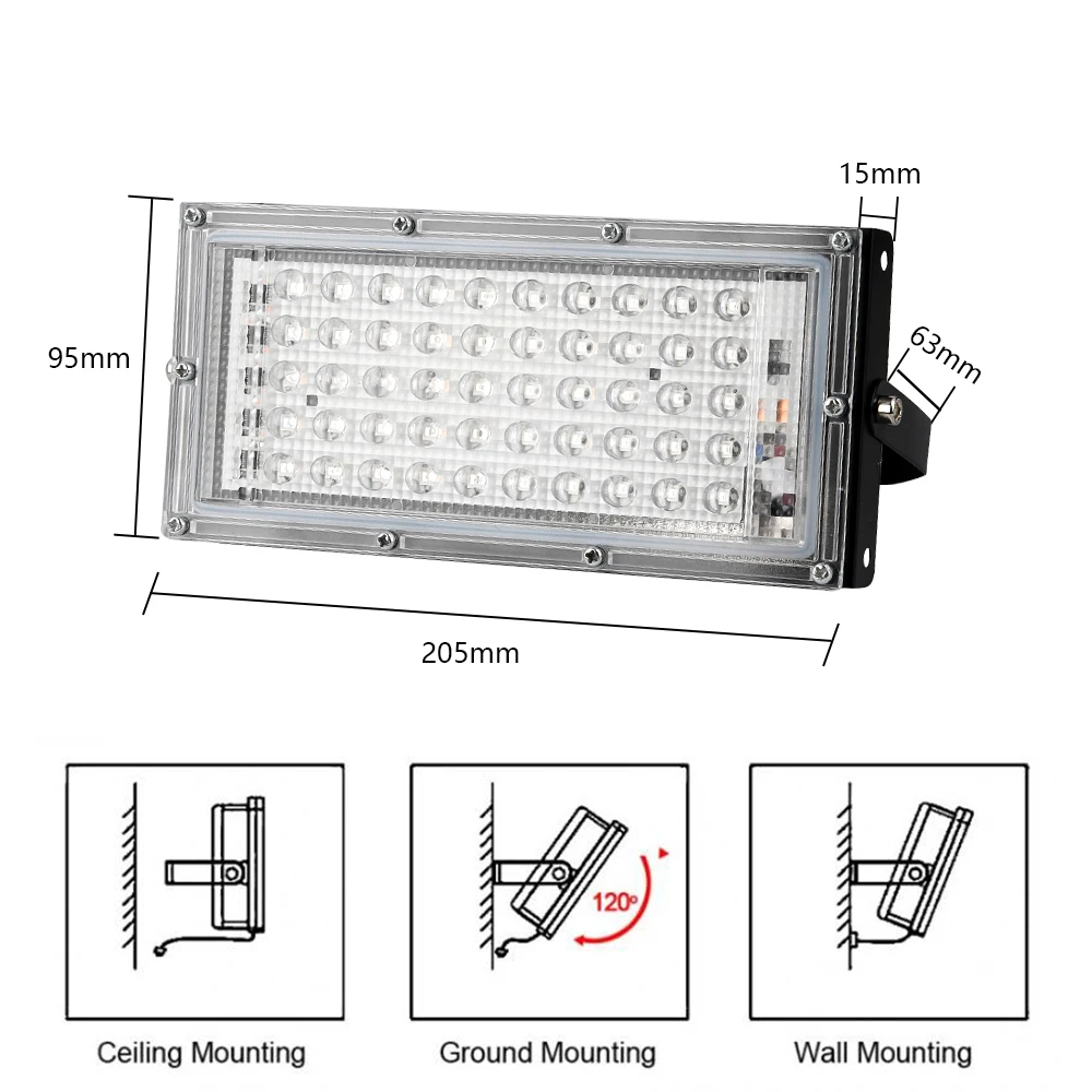 

110V/220V 50LED 50W UV Flood Light Germicidal Lamp Floodlight Uvc Sterilizer Lamp Sultraviolet Sterilization Lamps Disinfection