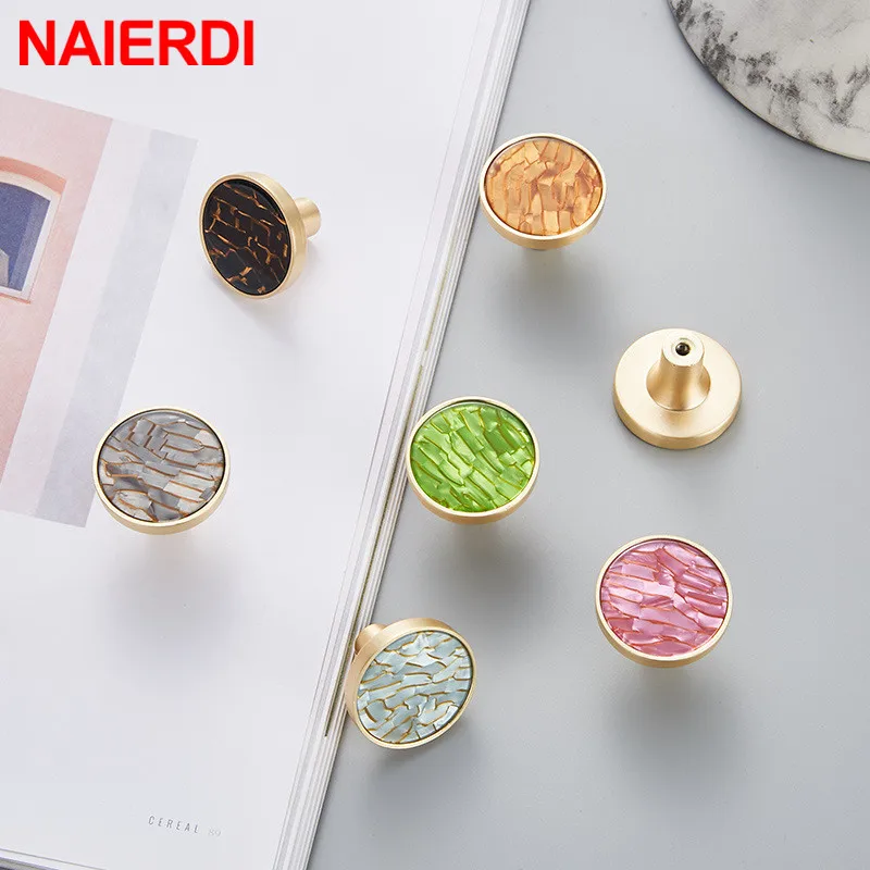 Ручка для шкафа NAIERDI из цинкового сплава с черными и синими драгоценными камнями