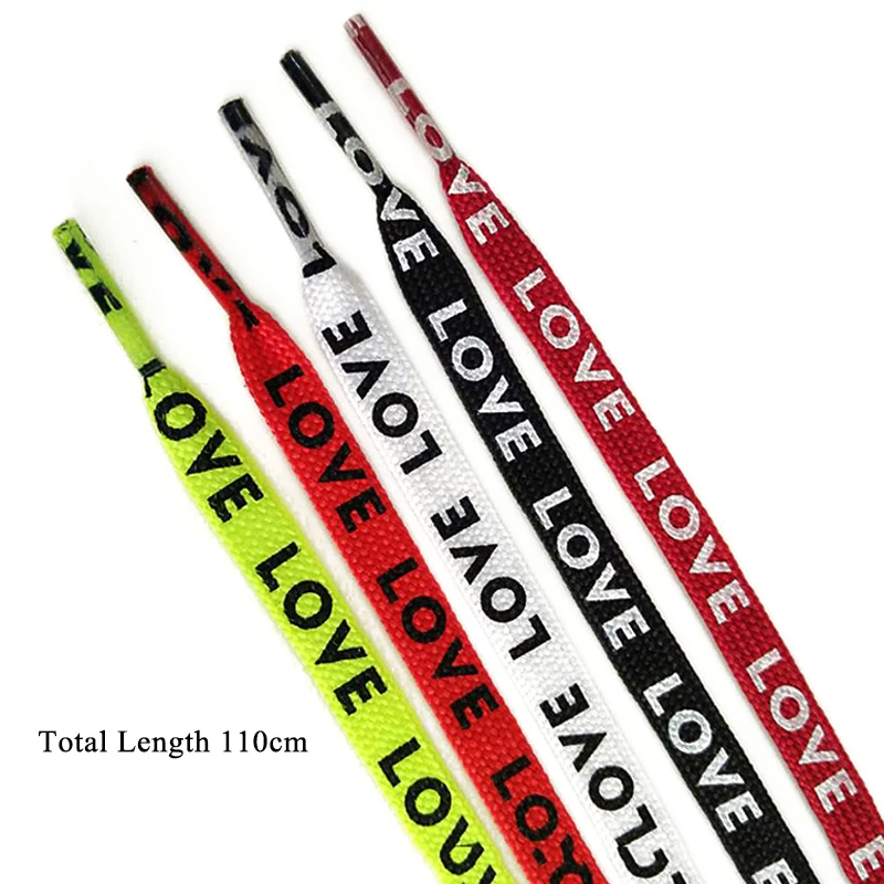 1Pair Double-sided LOVE Letter Printed Shoelaces Flat Durable Polyester Sneakers Shoelace Women Men Casual Canvas Shoe Strings