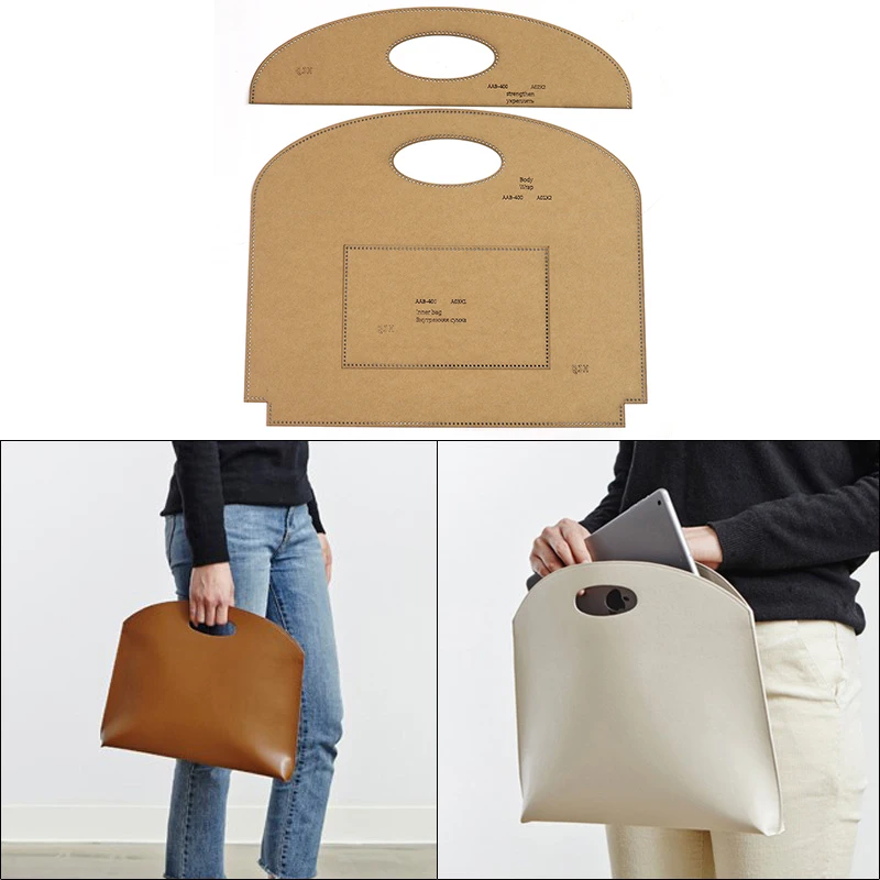 

DIY Leather Craft Transparent Acrylic Template Tote Bag Kraft Paper Mold Handmade Handbag Drawing Paper DIY Sewing Stencils