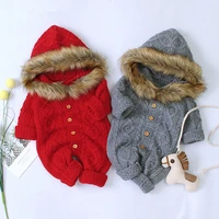 baby knit rompers cartoon bear knitted autumn newborn boys jumpsuits clothes winter long sleeve toddler sweater children overall