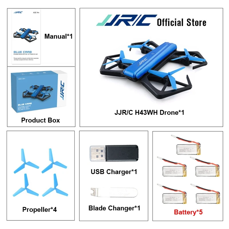 JJR/C JJRC H43WH H43 Selfie Elfie Wi-Fi FPV с hd-камерой режим удержания высоты без головы Складная рукоятка Радиоуправляемый квадрокоптер Дрон H37 Mini - Цвет: 5 Battery Version
