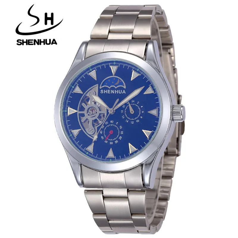 Мужские наручные часы бренда SHENHUA роскошные с турбийоном автоматические