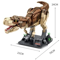 611001 jurassic dinosaur world park movie tyrannosaurus rushing into building blocks toys for children boys gift