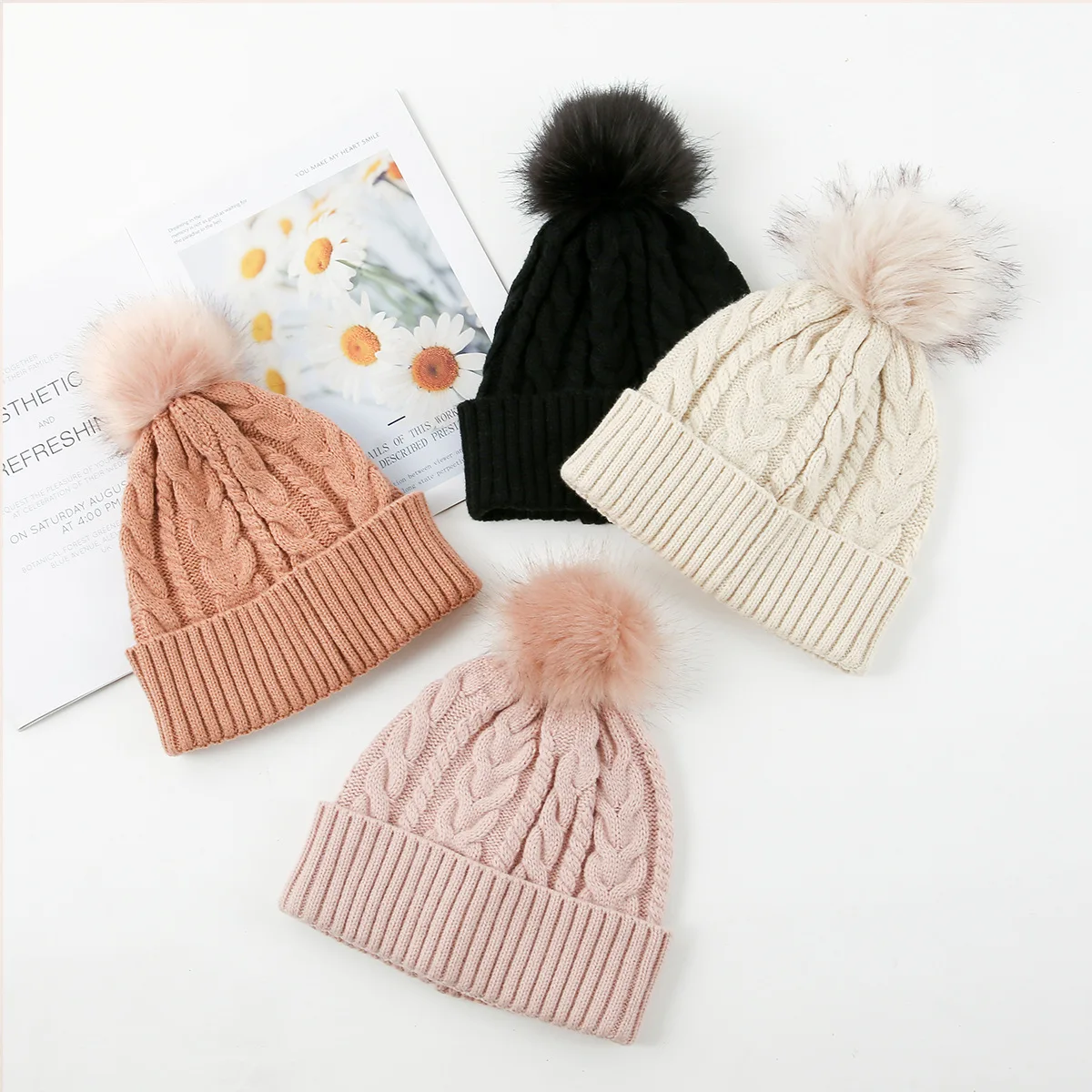 

INS Hot Sale Beanie Caps Pure Color Wool Knitted Hats Women Multi-function Wearing Casual Horsetail cap Female Empty Top Hats