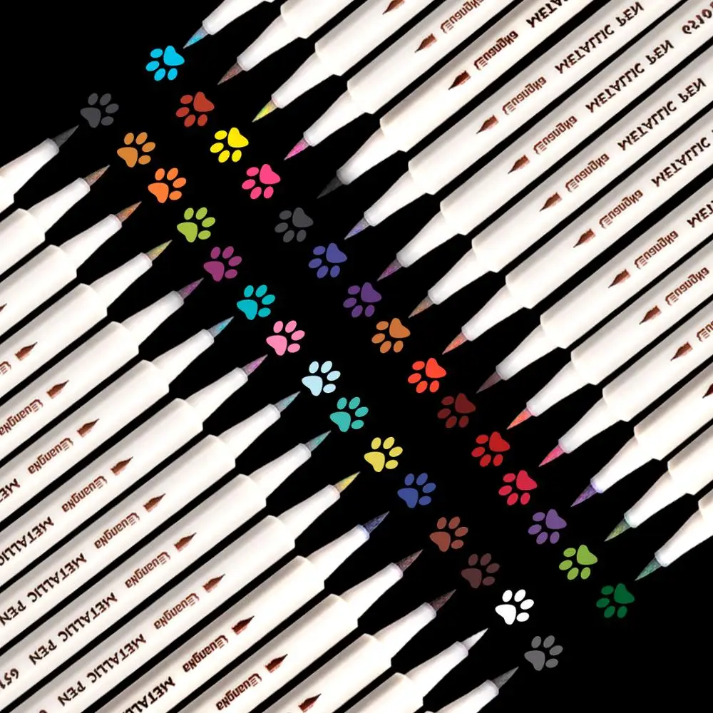 Набор маркеров металлик 30 цветов тонкие металлические маркеры для черной бумаги