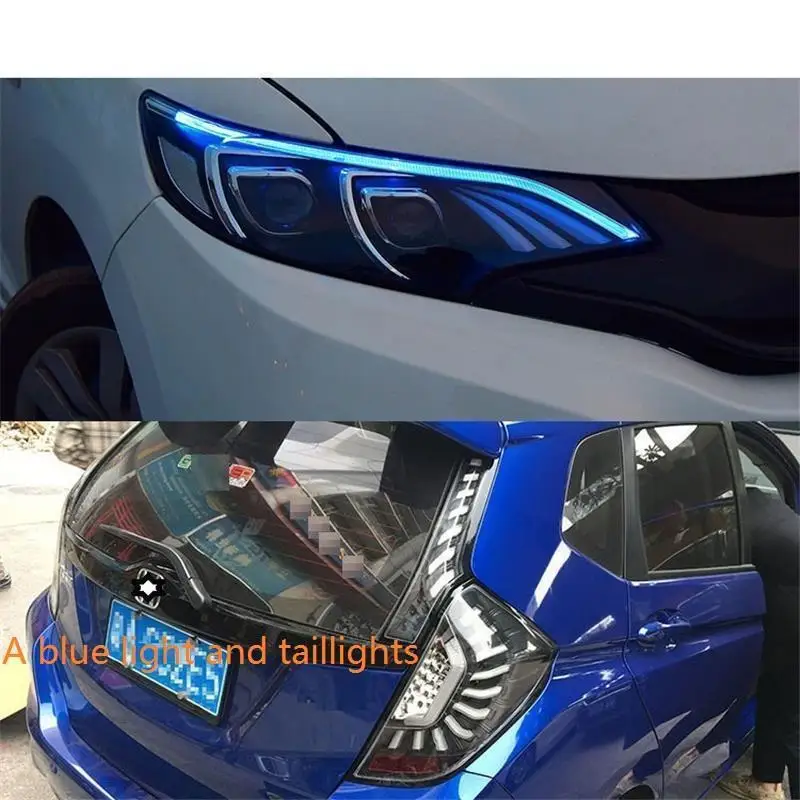 MODEL I Cob боковые поворотные сигнальные части Automovil Стайлинг авто лампы светодиодные ходовые фары Задние Автомобильные фары в сборе 14 15 16 для Honda Fit - Цвет: MODEL I