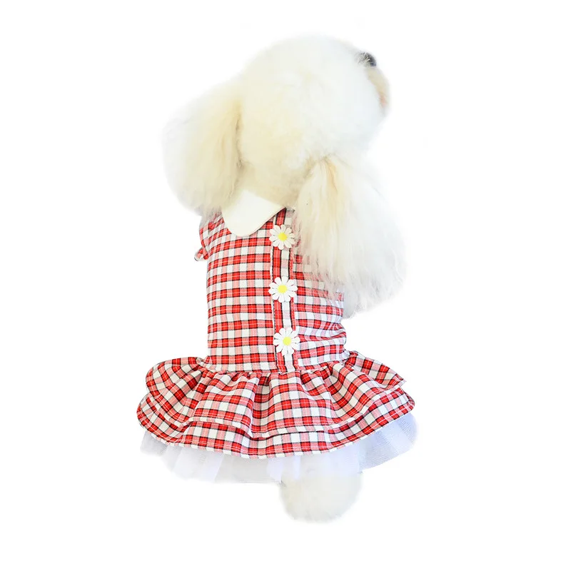 

Summer pet clothes new skirt cat clothes summer princess dress puppy clothes summer cute plaid skirt