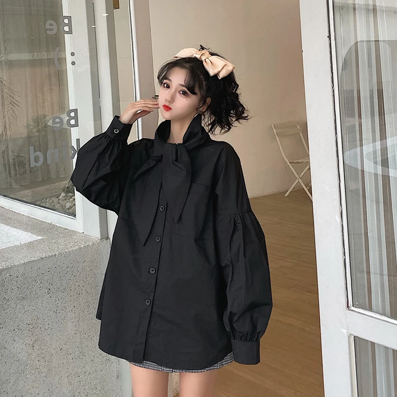 

oversize Korean style Blouses Women's Clothing chiffon tops loose moda feminina shirts streetwear white blusas mujer de moda new