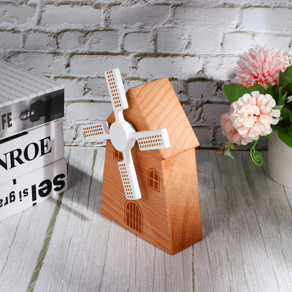 Деревянная музыкальная шкатулка в форме ветряной мельницы для дома рабочего