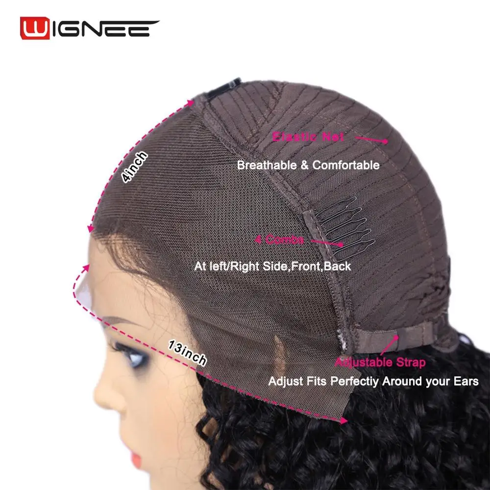 Wignee 13х4 кружевные фронтальные человеческие парики с детскими волосами для черных