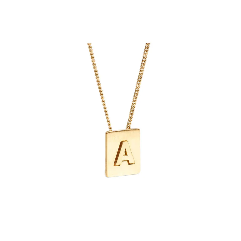 

26 English Square Letter Necklace European and American Indifference Custom Surname Ins Net Red Same Clavicle Chain Women Simple