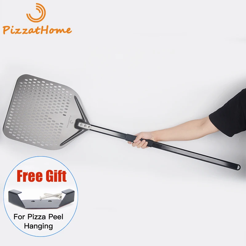 PizzAtHome Новый 44/46 дюймов Алюминий твердое покрытие перфорированные с длинным пиццы