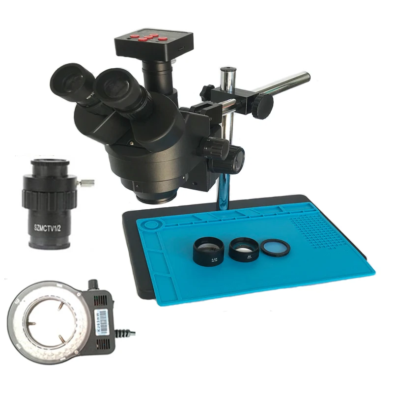 Мультифокальный Тринокулярный стереомикроскоп 3 5x-90X микроскоп WF10X окуляр 38MP HDMI USB