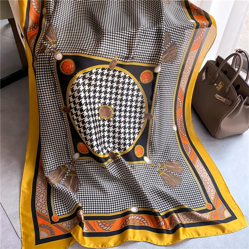 

2021 New 180 90 CM Spring and Summer Fashion Silk Scarf Women's Beach Towel Sunscreen Shawl Scarf Wholesale