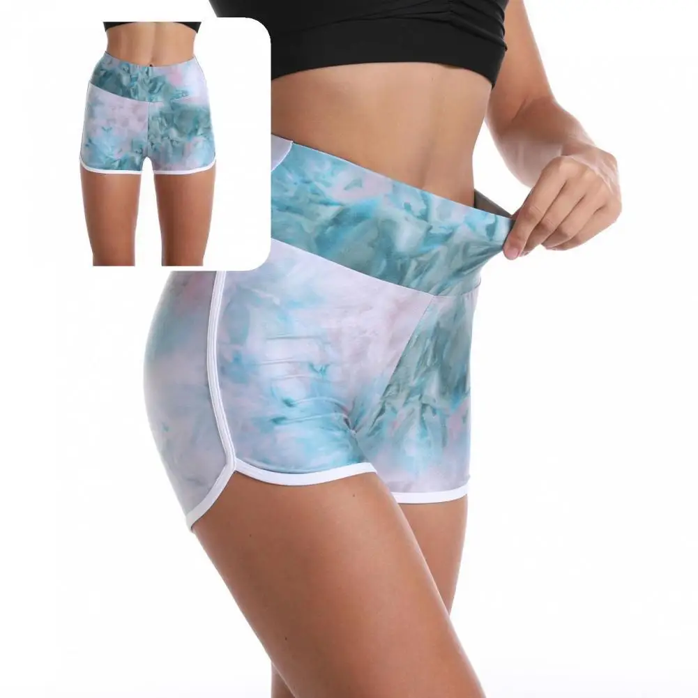 

Anti-pilling Universal Sweat Absorb Tie Dye Shorts Anti-shedding Athletic Yoga Shorts Indeformable for Gym