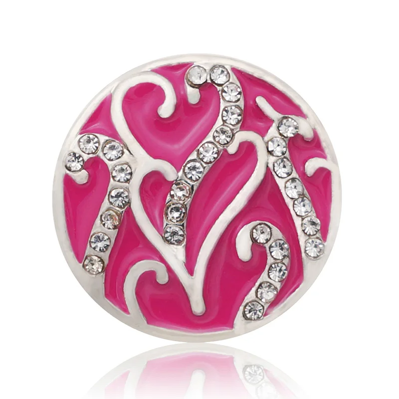 Красивая круглая стразы розовые сердца любовь 18 мм металлическая кнопка для
