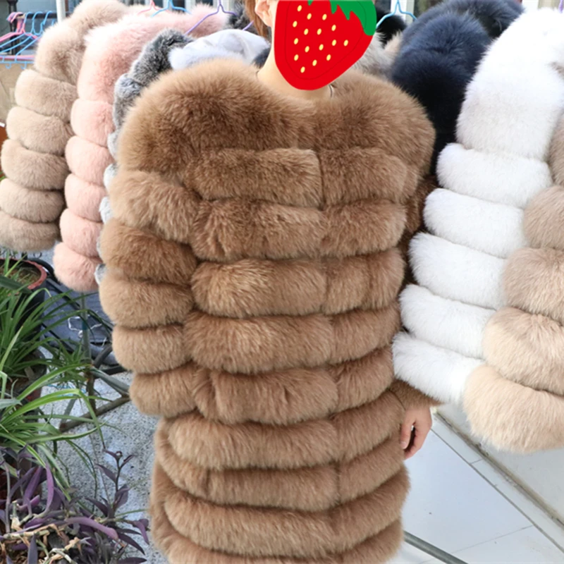 Женская теплая Длинная зимняя куртка из натурального меха модная верхняя одежда