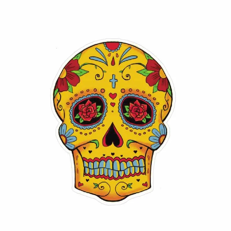 

Fashion Car Sticker Sugar Skull Day of The Dead Reflective Vinyl Decal Cover Scratches Windshield Decoration Auto KK 14cm*10cm