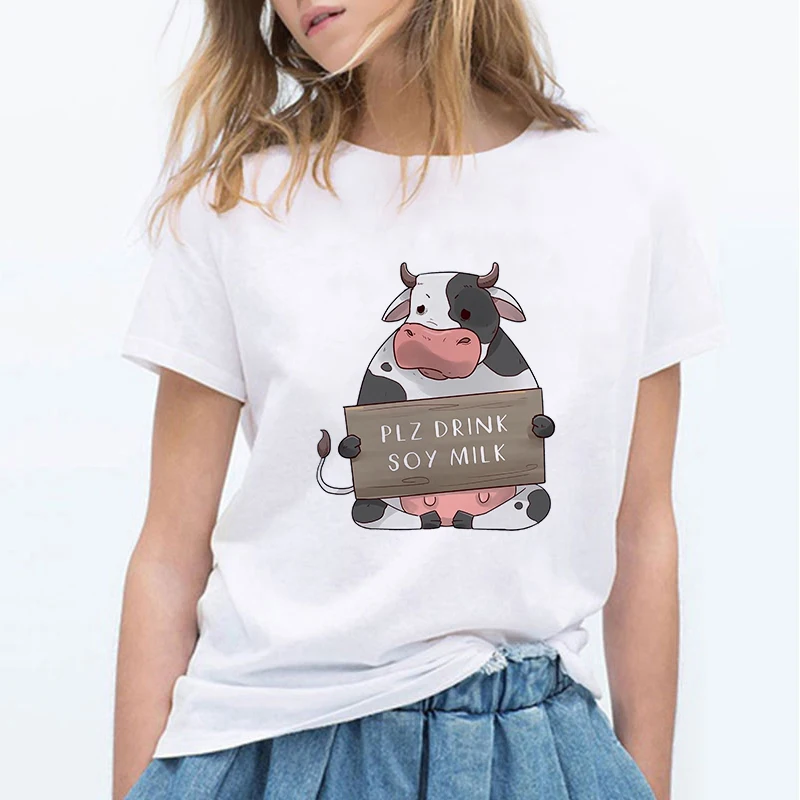 Lus Los Femme с животным принтом Kawaii футболка Вегетарианская Футболка harajuku/одежда