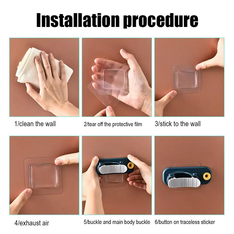 

Mop Hanger Self Adhesive Broom Storage Hanger Mop Clip Punch Free Multifunctional Non Trace Hook for Bathroom Kitchen Wall