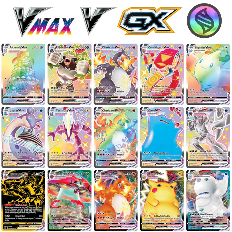 Juego de cartas de Pokemon hologr&aacute;ficas Vmax GX Mega para ni&ntilde;os, tarjetas coleccionables de energ&iacute;a, versi&oacute;n en ingl&eacute;s, regalo para ni&ntilde;os, nueva versi&oacute;n-0