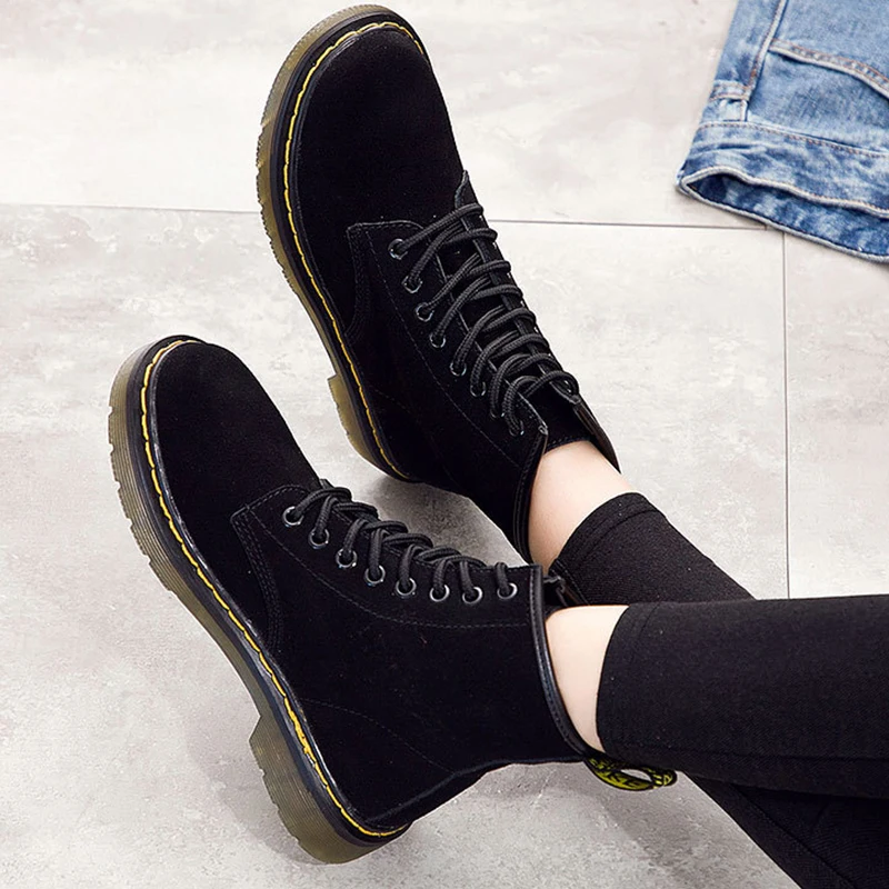 Женские ботильоны из натуральной кожи с круглым носком на платформе | Обувь