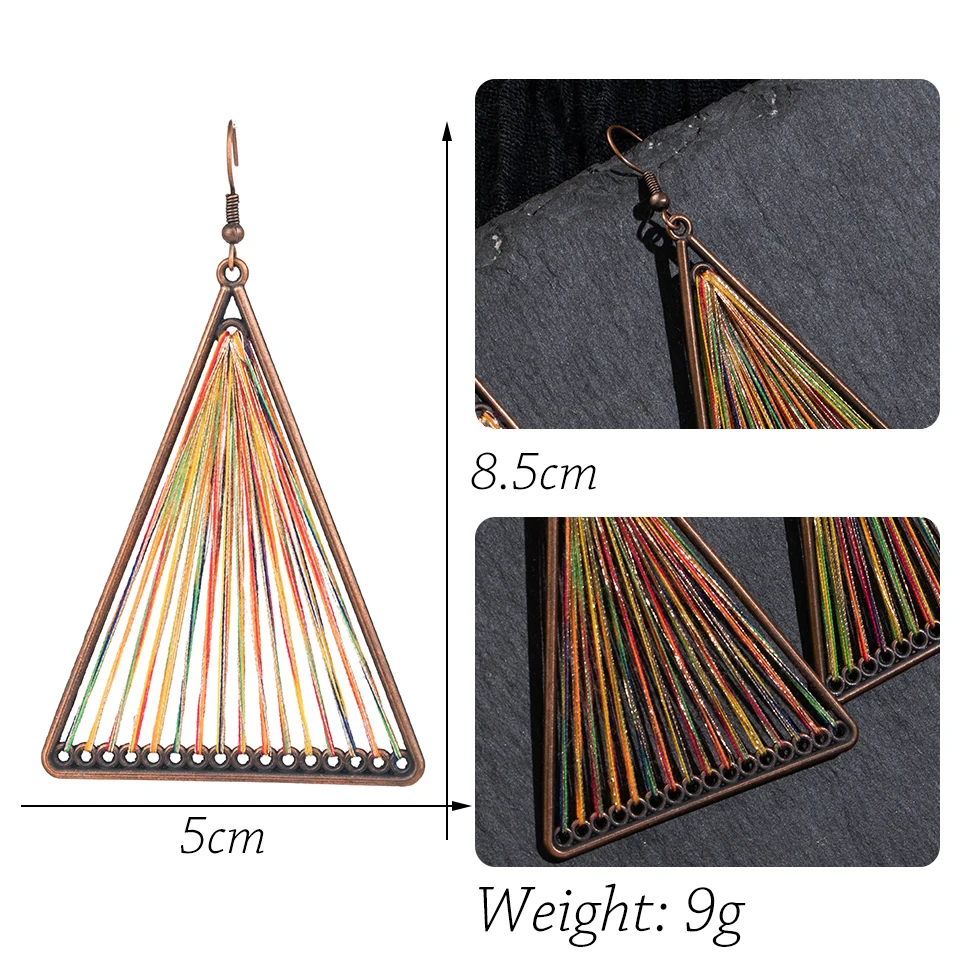 Элегантные ретро винтажные этнические разноцветные треугольные серьги-Крючки с