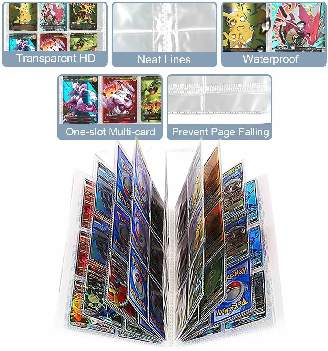 432 cards collections holder 9 pocket pokemon album book playing game map card album folder binder top loaded list kids toy gift free global shipping