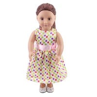 18 inch american doll girls polka dot princess dress newborn baby skirt toys accessories fit 40 43 cm boy dolls gift c151