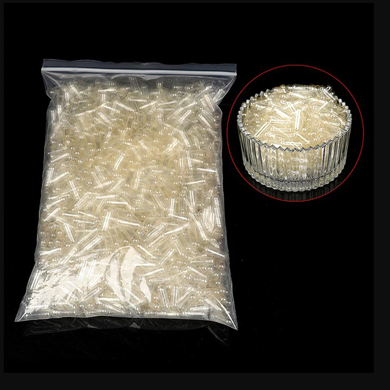 Пустые желатиновые капсулы размером 0 #1000 шт. твердые прозрачный гель для