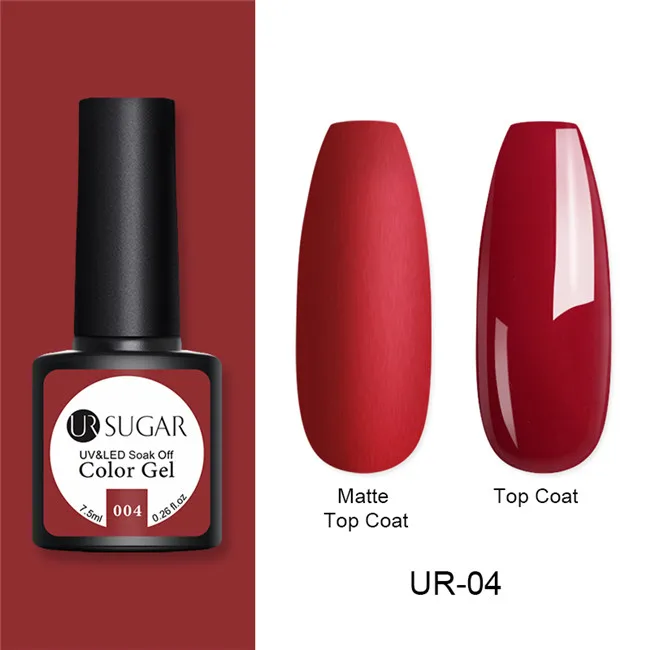 matte4 Ur Sugar 7,5 мл Гель-лак для ногтей осенний Матовый верхний слой цветной гель Полупостоянный замачиваемый УФ светодиодный Гель-лак маникюрный лак - Цвет: matte4