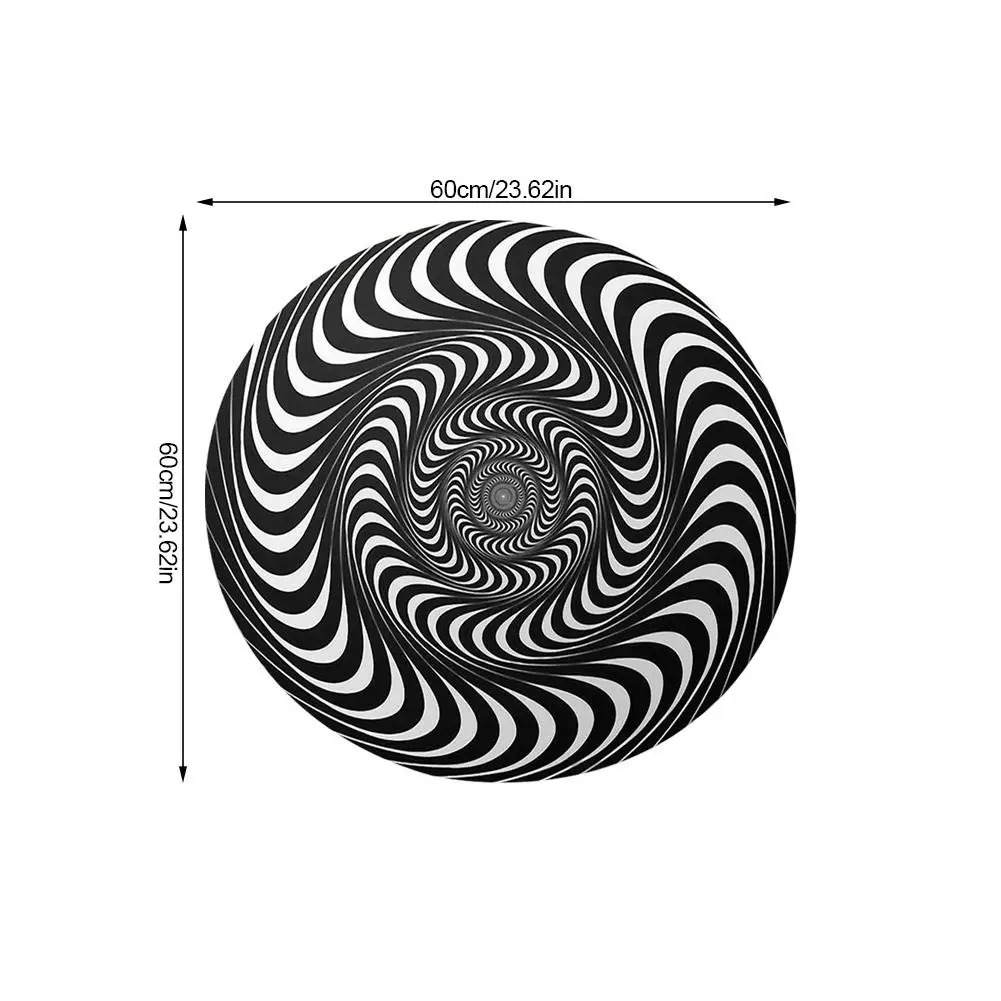 

Black And White Three-dimensional Circular Illusion Carpet Flannel Living Room Doormat, Coffee Table, Sofa Blanket, 3D Vision