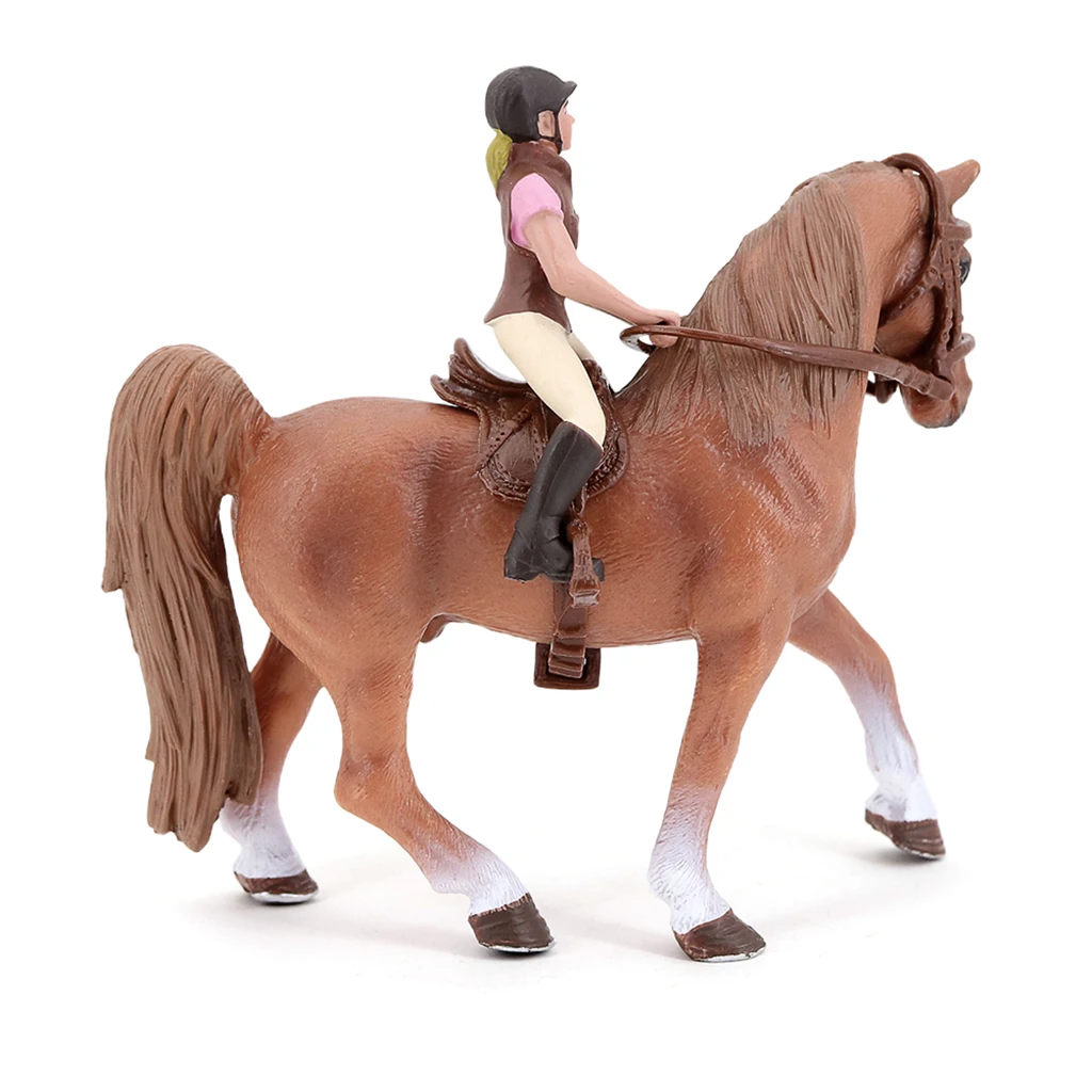 

Plastic Animal Figure Miniature Horse with Rider Figurine Farm Animal Model