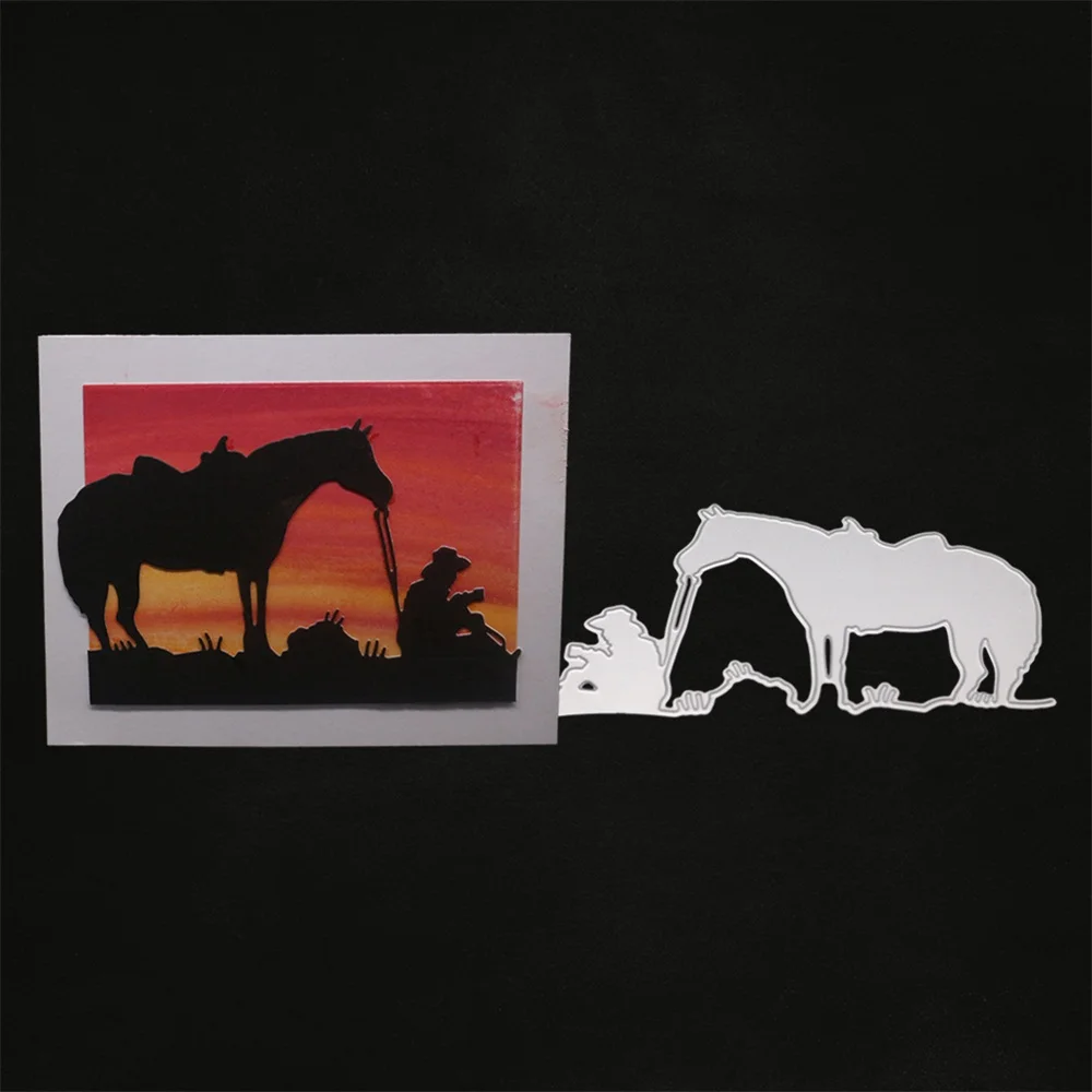 Металлические Вырубные штампы старый человек и лошадь для рукоделия