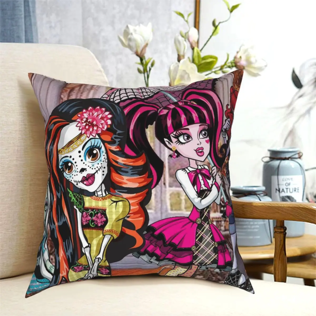 Хэллоуин Draculaura Monster High Подушка Чехол Печатный чехол для подушки из полиэстера