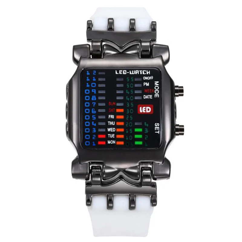 Модные двоичные спортивные часы мужские светодиодные цифровые электронные