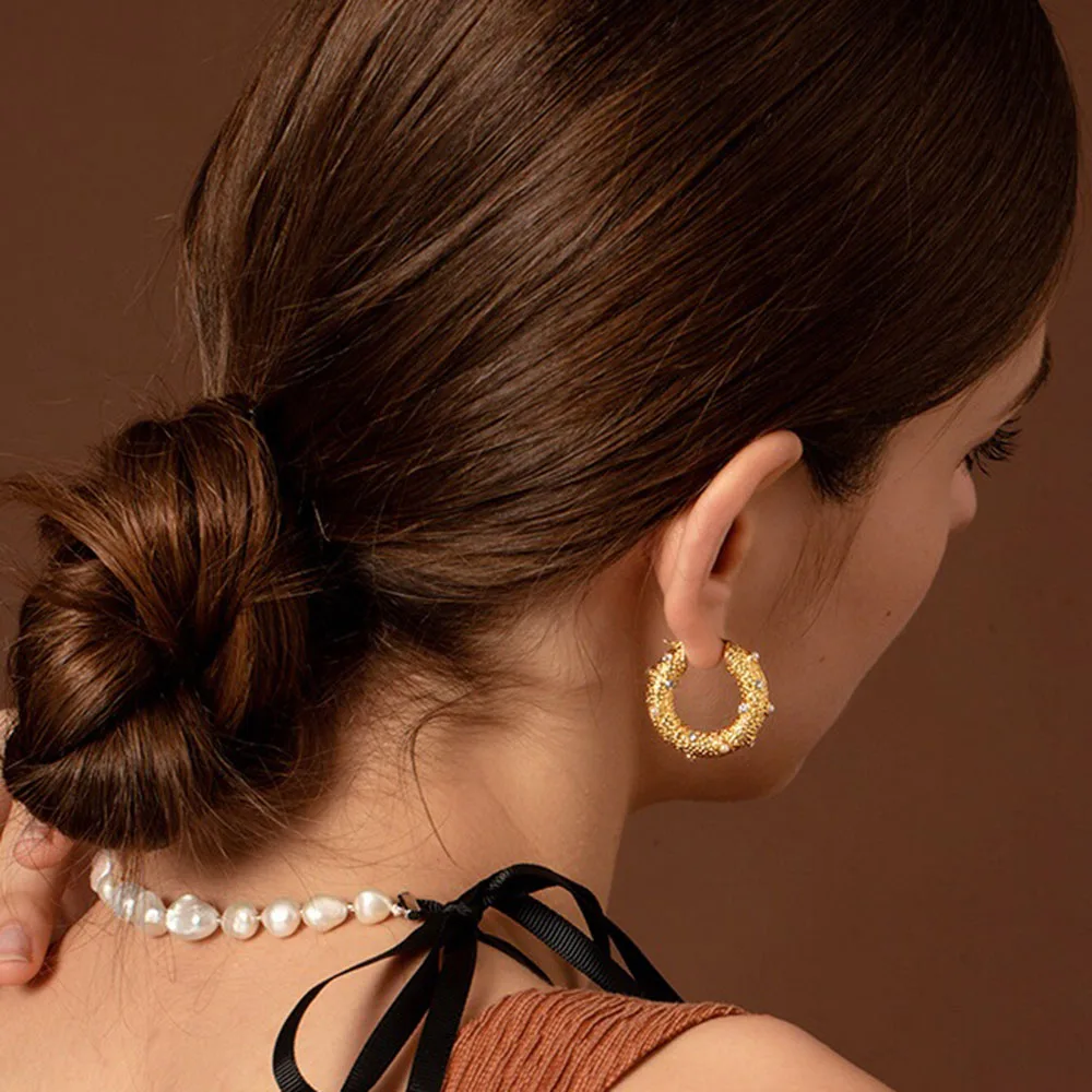 2019 модные золотые серьги кольца с жемчугом и стразы для женщин маленькие толстые