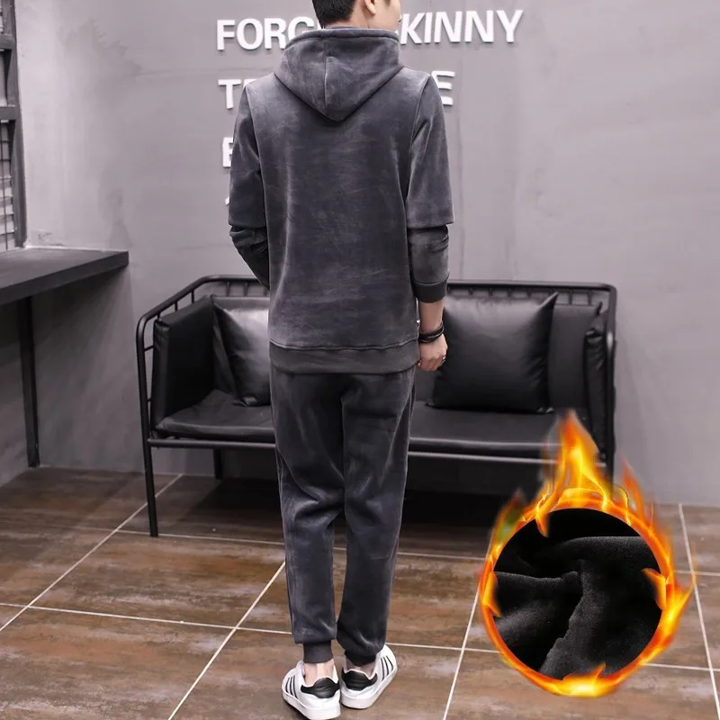 Мужской спортивный костюм с флисовой подкладкой комплект из двух предметов: