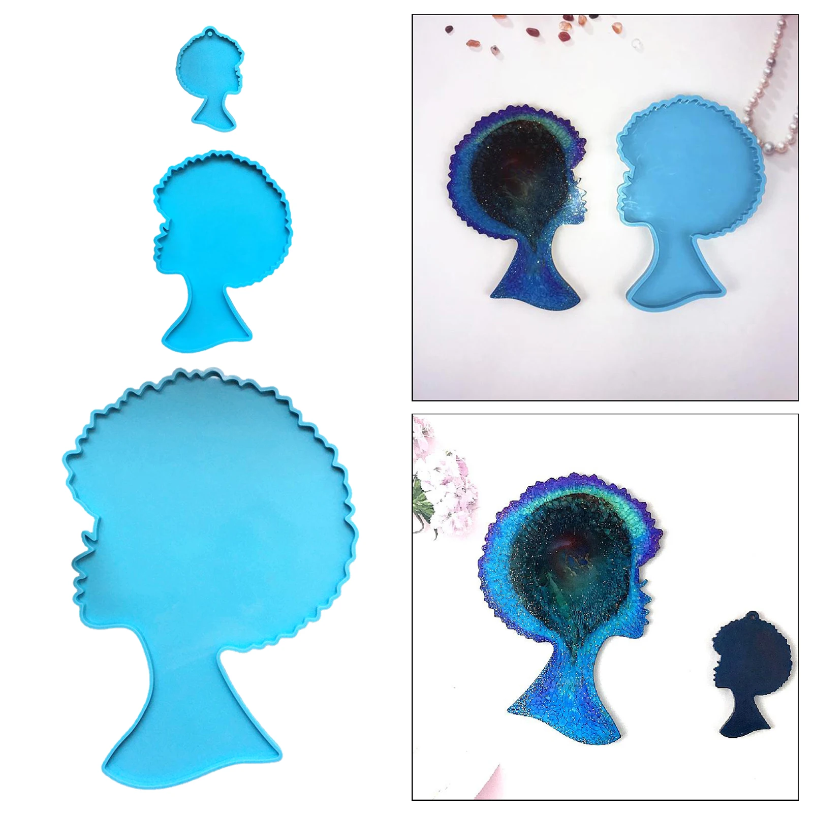

Cute Girl Head Epoxy Resin Casting Mold Key Ring Serving Tray Craft Tool DIY