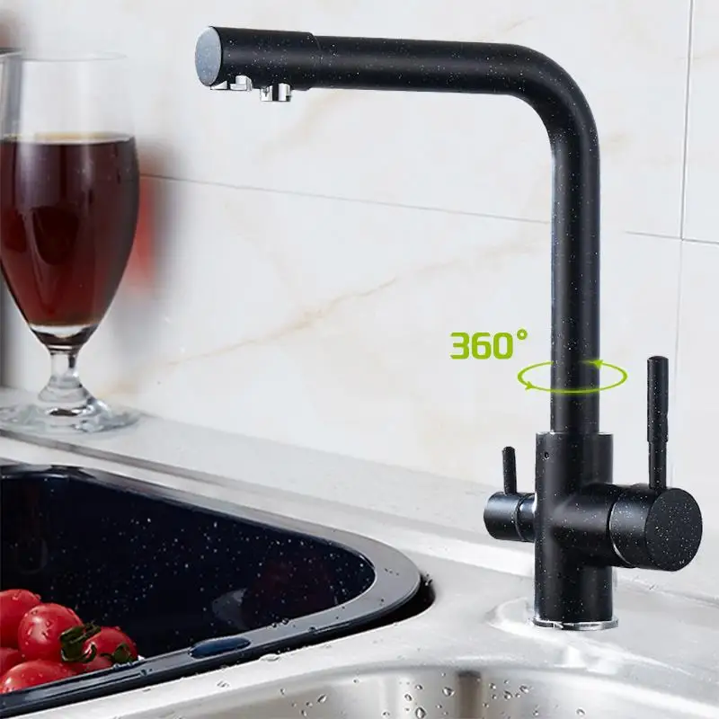 Фильтр кухонный кран на палубе установлен черный смеситель вращается 360 градусов