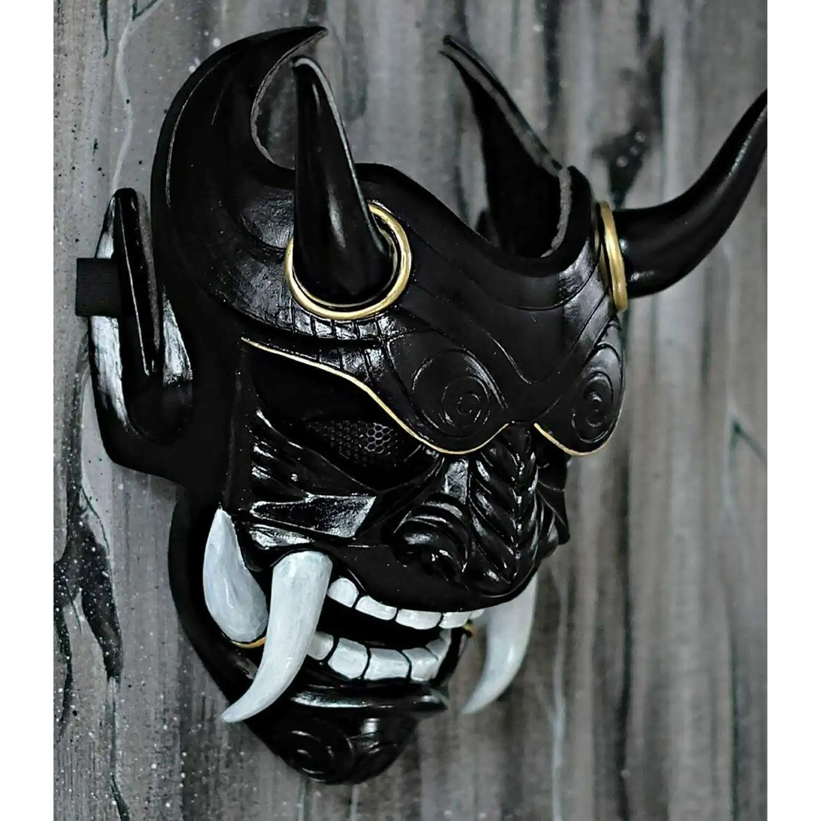 Adult Unisex Halloween Face Masks Japanese Hannya Demon Oni Samurai Noh Kabuki Prajna Devil Mask Latex Party | Дом и сад