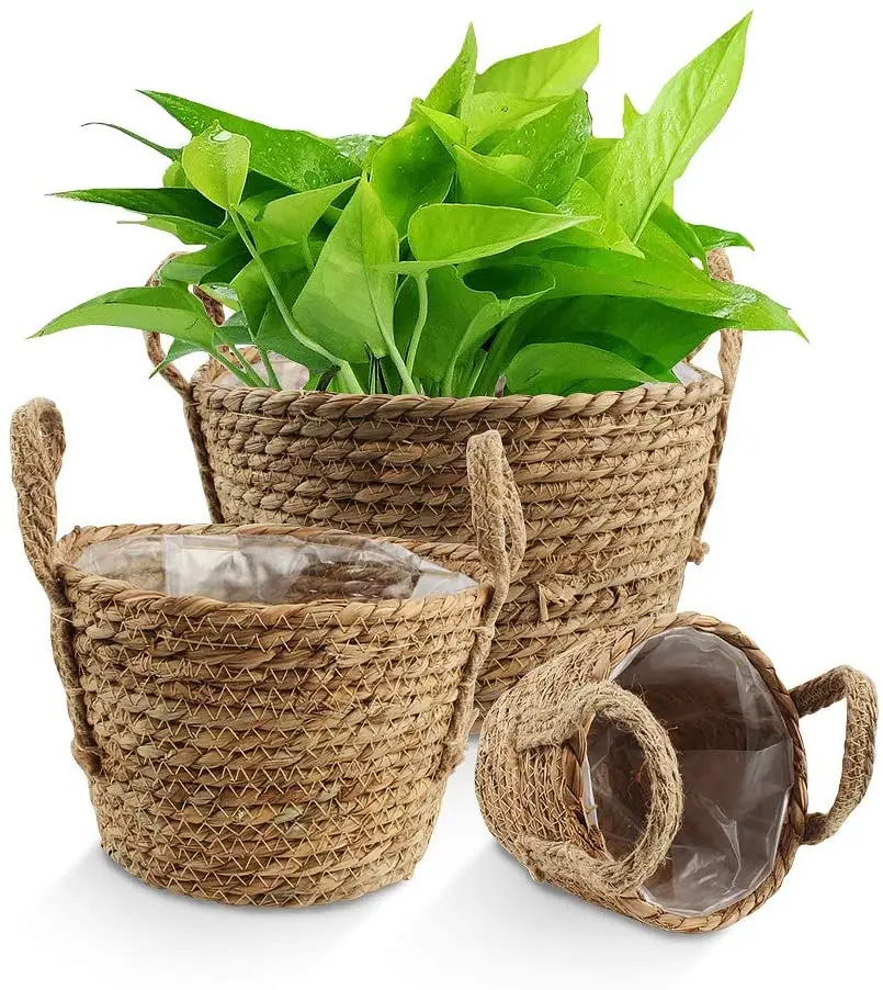 100% корзина для растений ручной работы ротанговый цветочный горшок комнатный и