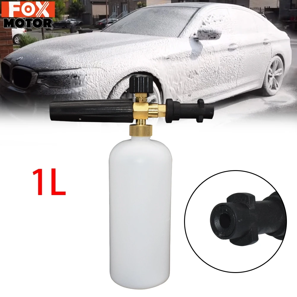 1L Car Snow Foam Soap Lance Bottle High Pressure Brush 1/4'' Nozzle For Karcher Compatible K2 - K7 Jet  Wash Foam Gun Washer Kit
