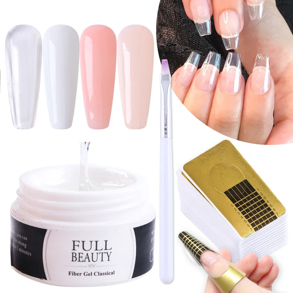 Nail Extension Gel Pink White Clear Set Nails Finger Extend Form Fiberglass Acrylic Nail Building Manicure Tip GL1800