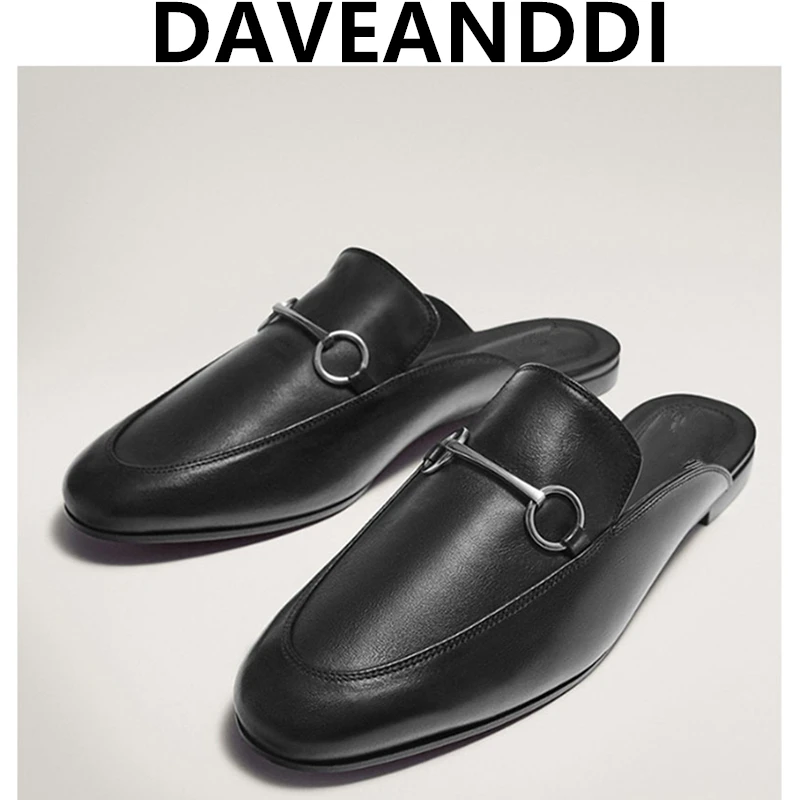 

Jenny&Dave Flat Women Women England Offcie Lady Comfort Genuine Leather Comfort Slip-on Mules Shoes Slippers Women Shoes Woman