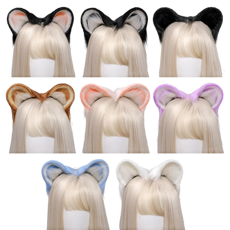 Cute Faux Fur Multicolor Animal Headband Realistic Hamster Plush Round Ears Hair Clips Lolita Kawaii Cosplay Costume